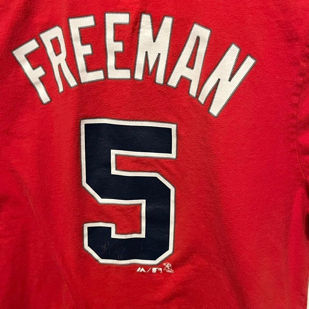 Atlanta Braves Freddie Freeman ladies red extra large shirt MLB BASEBALL *Flawed
